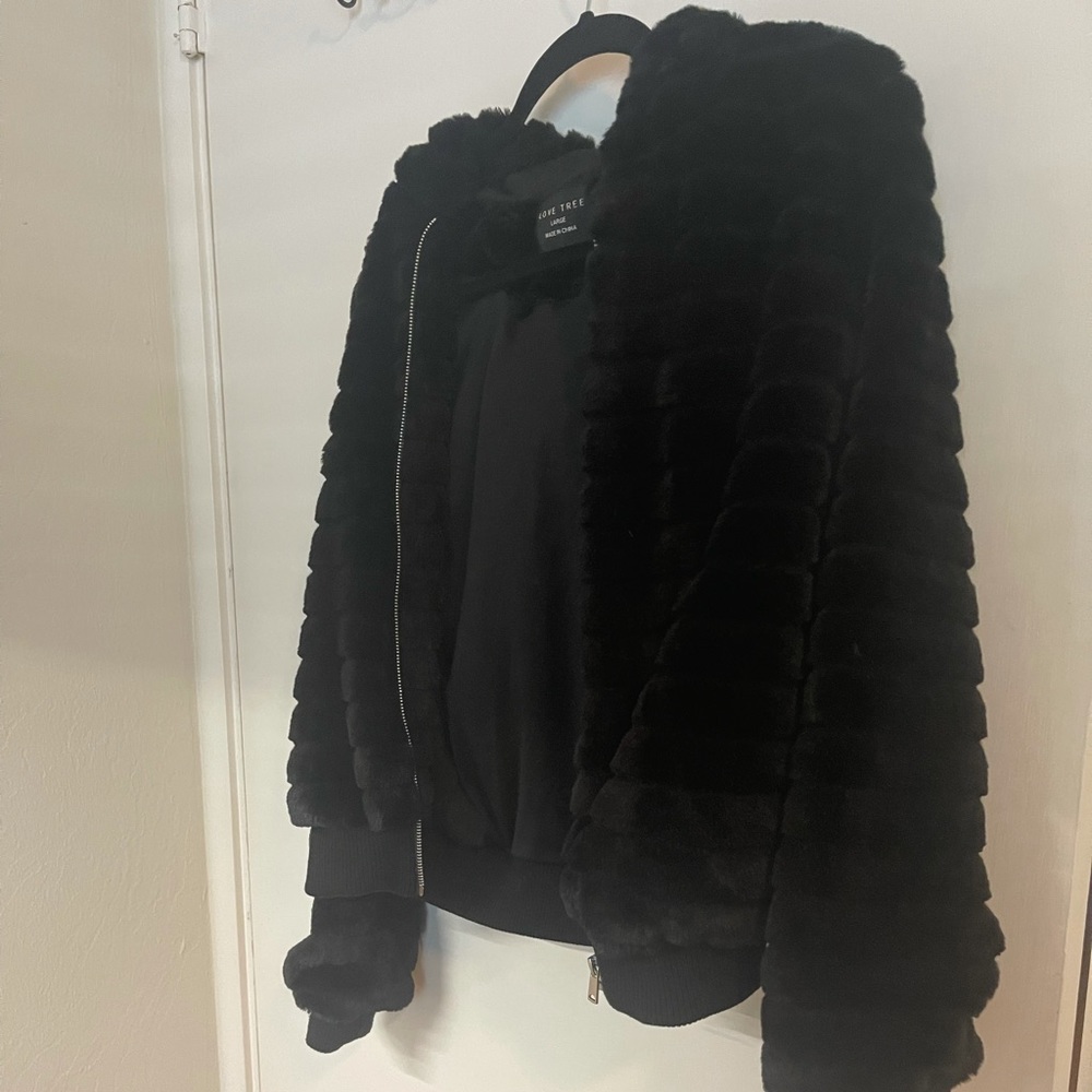 Faux fur bomber style jacket